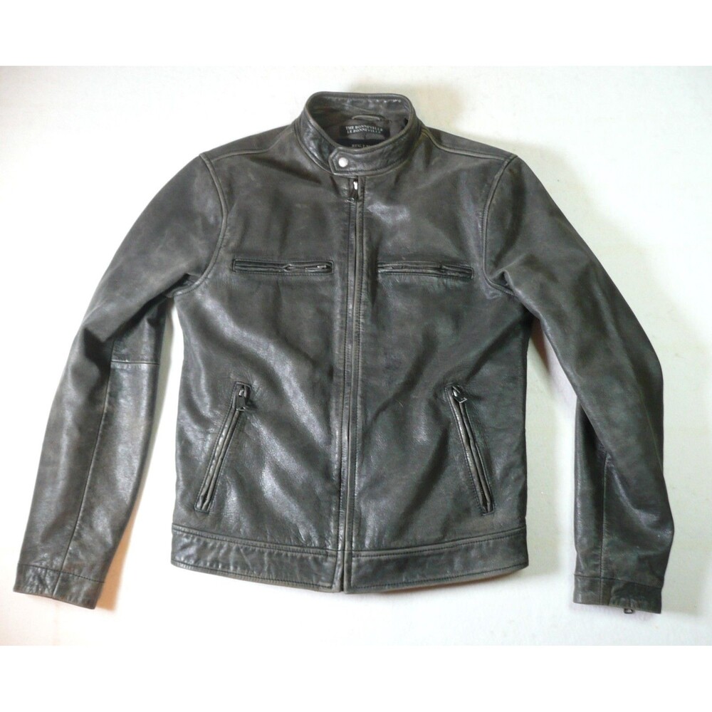 Lucky Brand Grunge Faded Worn Leather Bonneville Biker Riders Jacket Size S/P